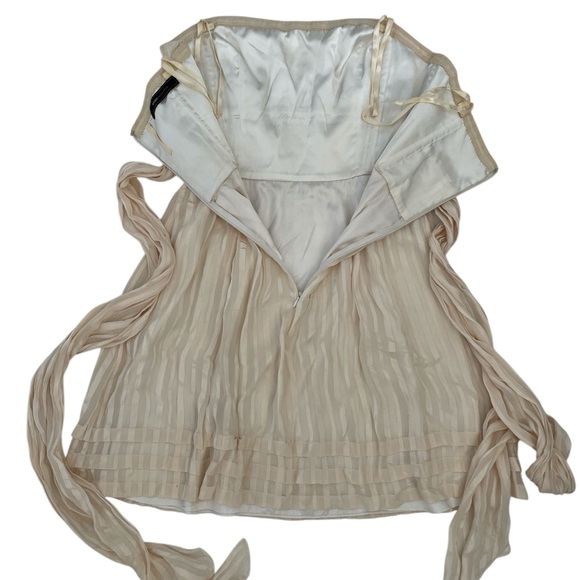 BCBGMaxAzria Strapless Off White Pleated Silk Mini Dress - Picture 11 of 15